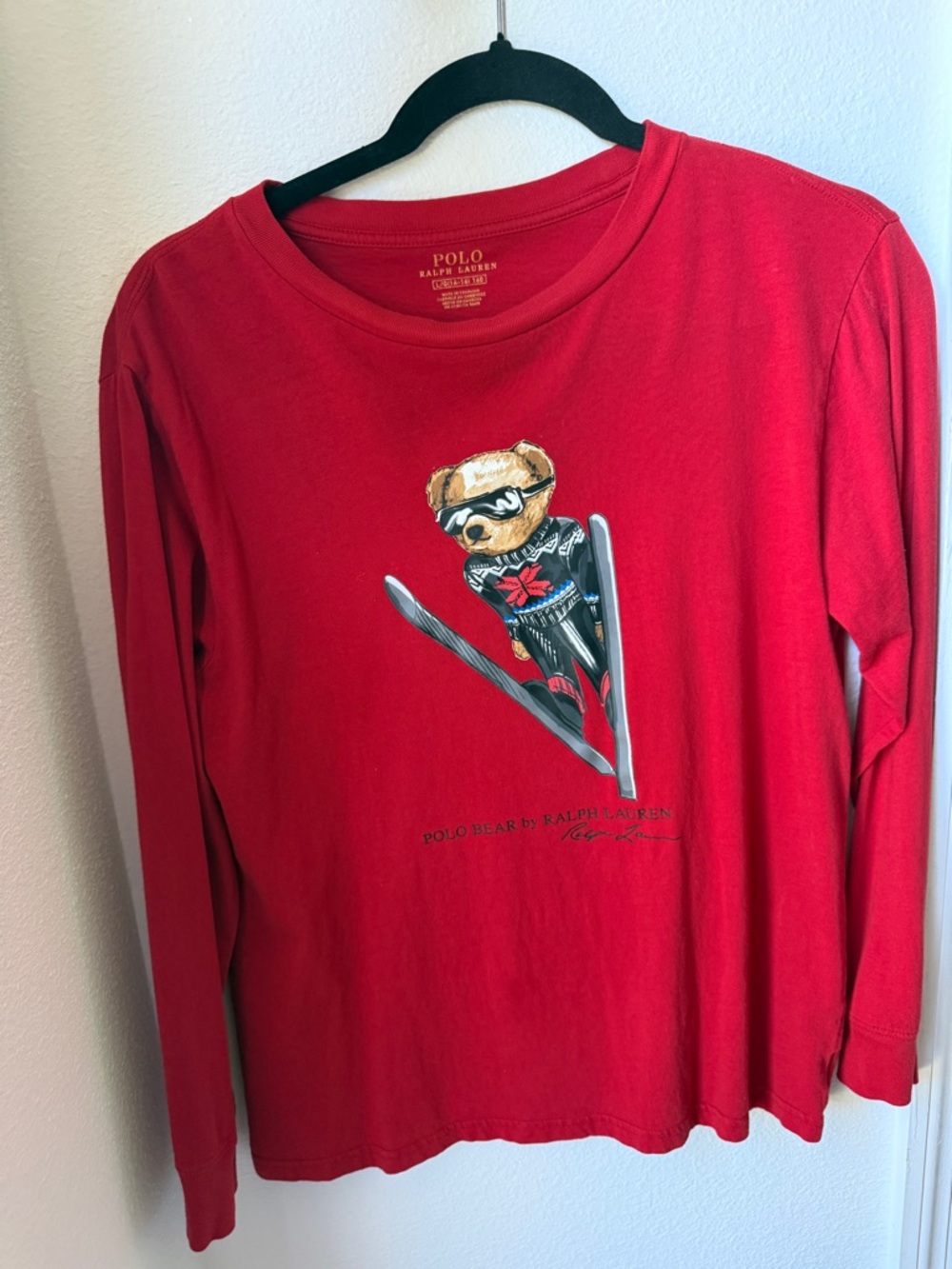 Polo by Ralph Lauren Red Bear Ski Graphic Long Sleeve Tee